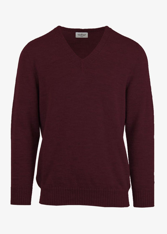 V Neck Hamsa Sweater in Borscht
