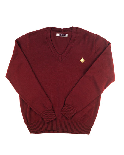 V Neck Hamsa Sweater in Borscht