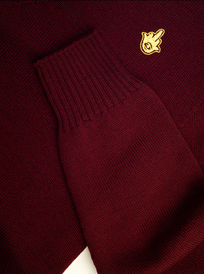 V Neck Hamsa Sweater in Borscht